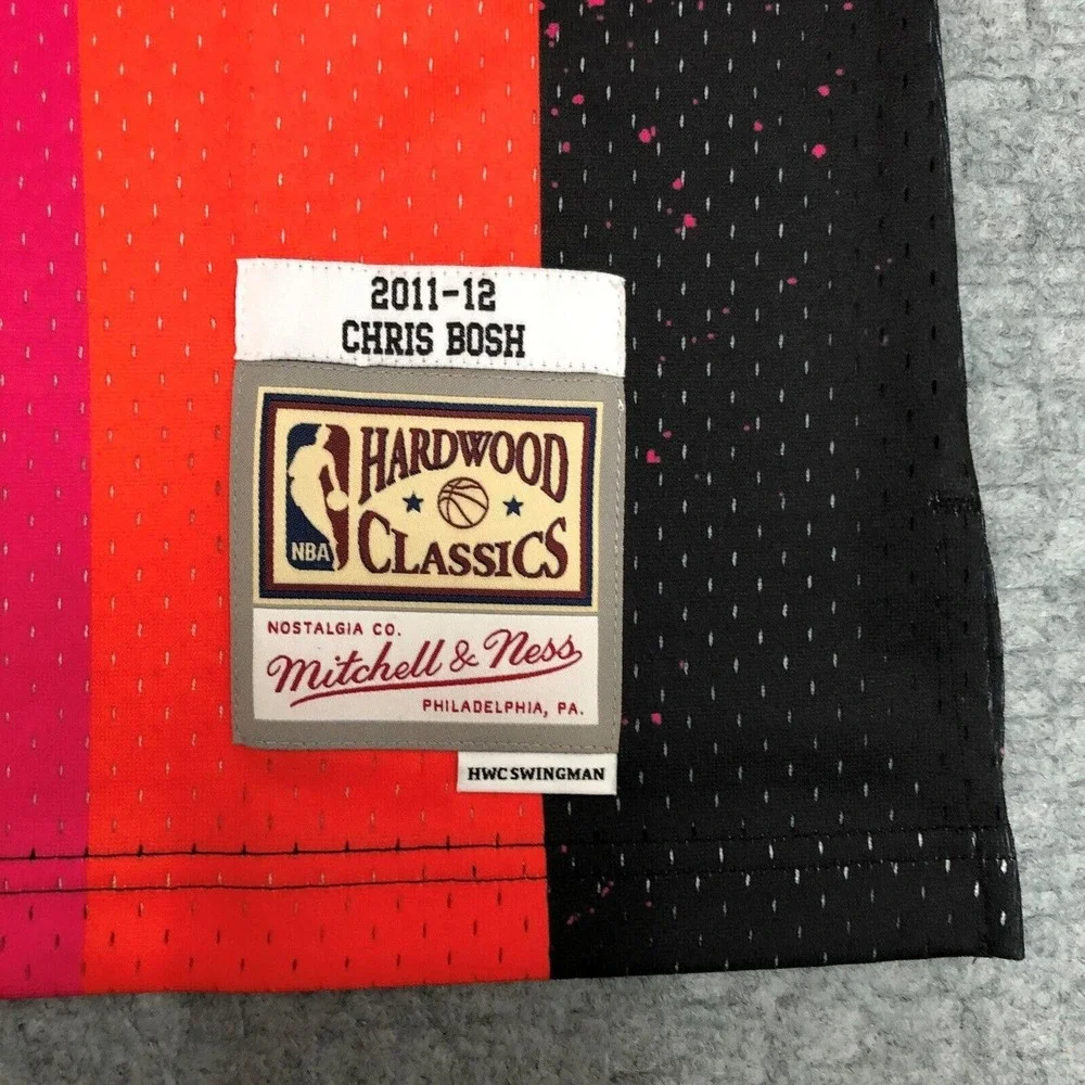 Miami Heat Basketball Jersey Mens XL Black Pink NBA Chris Bosh Mitchell & Ness